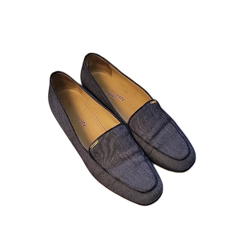 St. John Sport Navy Square Toe Slip On Loafers Women's 8.5 Made In Italy